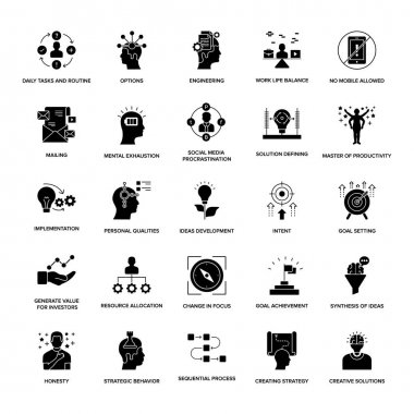 Proje Yönetimi glif Icon Set