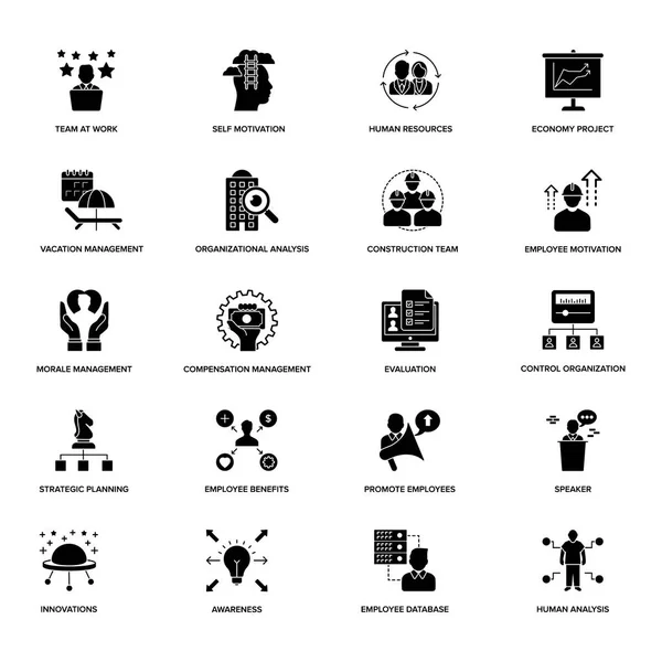 Project Management Glyph Pictogrammen — Stockvector