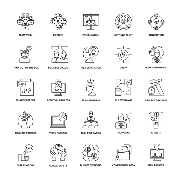 Icônes Ligne Gestion Projet — Image vectorielle