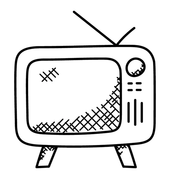 Doodle Εικονίδιο Από Μια Τηλεόραση — Διανυσματικό Αρχείο