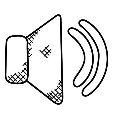 Basit bir doodle simgesi bir hoparlörün ses ayarı simgesini temsil eden dalgaları ile