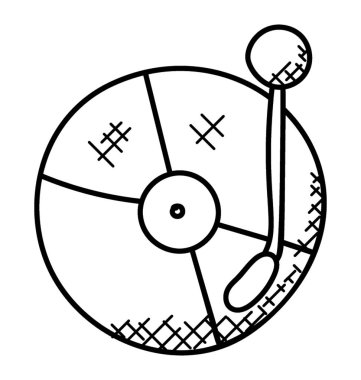 Vinil, partiler ve işlevleri kullanılan bir DJ Dj denetleyicisi aygıt el yapımı çizimi 