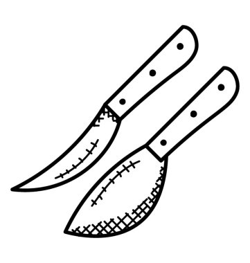Çizilmiş simgesi iki mutfak bıçak el