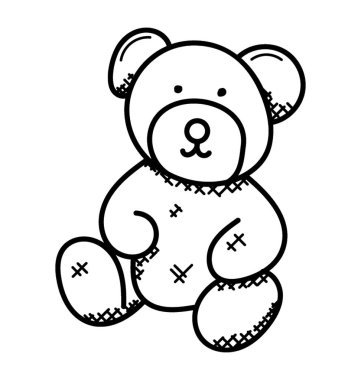 Sevgililer, doodle vektör için doldurulmuş kırmızı sevimli oyuncak ayı