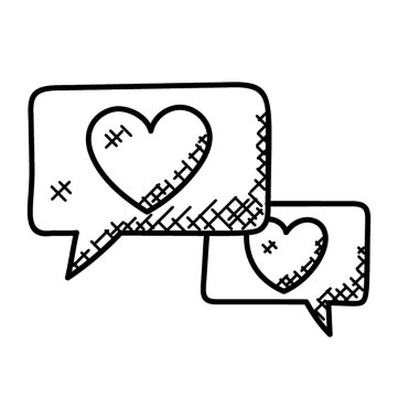 İki bildirim simgesi mesajlaşma App içinde yürekleri