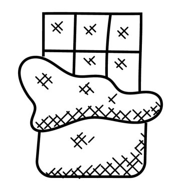 Çikolata ile yarım açtı, kendi sarmalayıcı doodle vektör