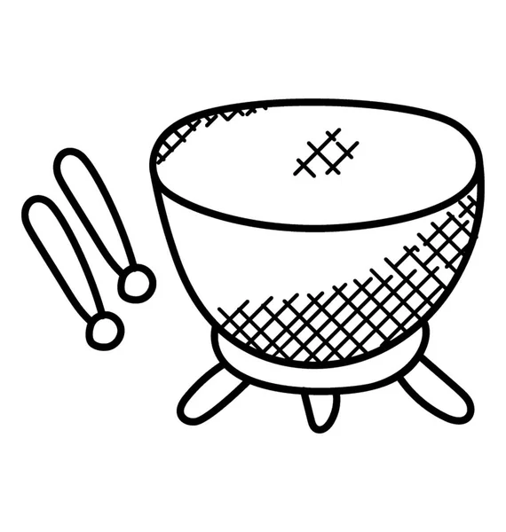 Икона Ручной Работы Изображающая Барабан Вместе Палками Типом Музыкального Инструмента — стоковый вектор