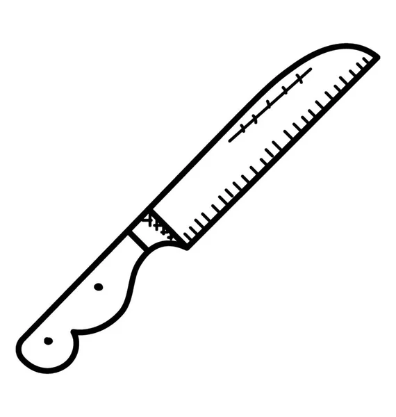 Yemek Bıçağı Mutfak Bıçak Çizilmiş Kroki Doodle Simgesi — Stok Vektör