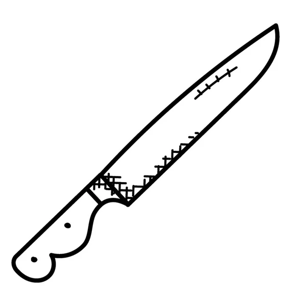 烹饪刀 厨房刀手绘草图 涂鸦图标 — 图库矢量图片