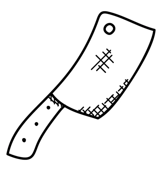 Μπαλτάς Κρεοπώλες Αιχμηρό Μαχαίρι Doodle Εικονίδιο — Διανυσματικό Αρχείο