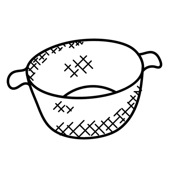 Casserole Cooking Pot Handles Doodle Icon — Stock Vector