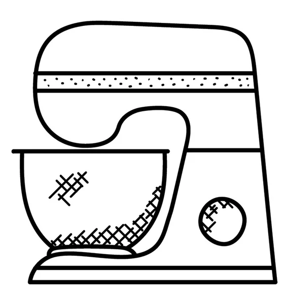 Elektrischer Mixer Mit Schüssel Und Mixer Doodle Symbol — Stockvektor