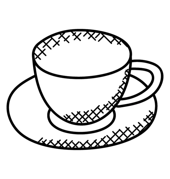 Bir Çay Bardağı Ile Uçan Daire Doodle Simgesi — Stok Vektör