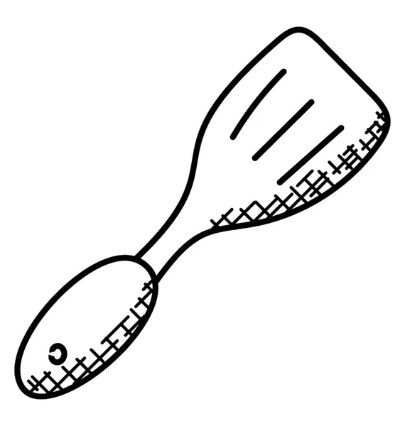 Kitchen Utensil Frying Spoon Doodle Icon — Stock Vector