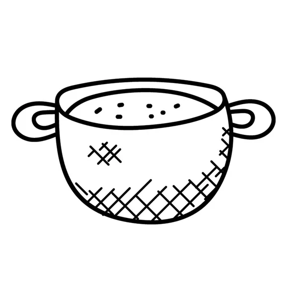 Stock Pot Konyhai Szerszám Doodle Ikon — Stock Vector