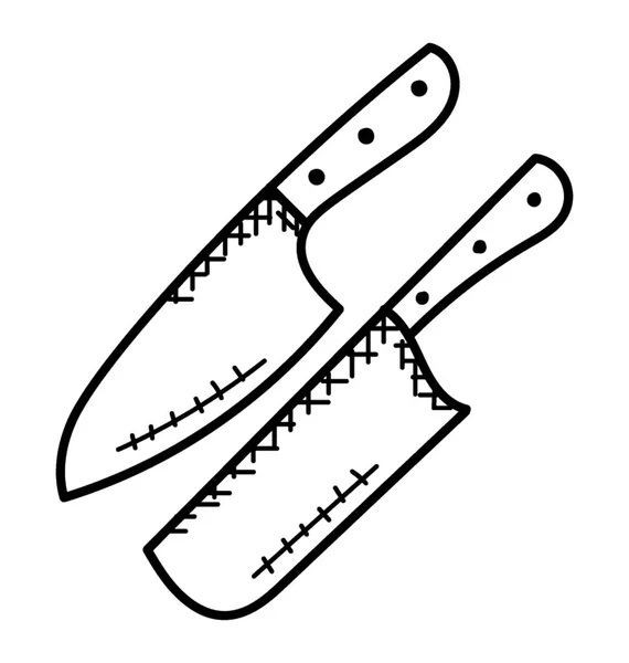 Nóż Porcjowania Tasakiem Noże Rzeźnik — Wektor stockowy