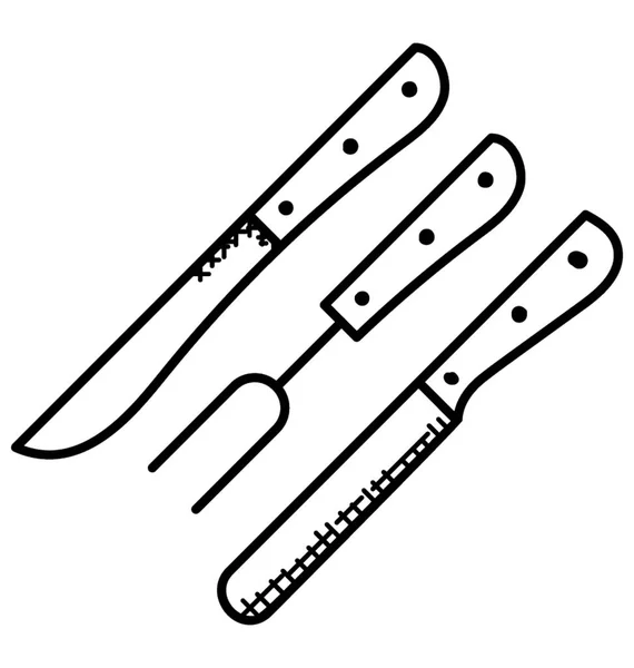 Tenedor Cuchillos Cucharas Bistec Garabato Icono — Vector de stock