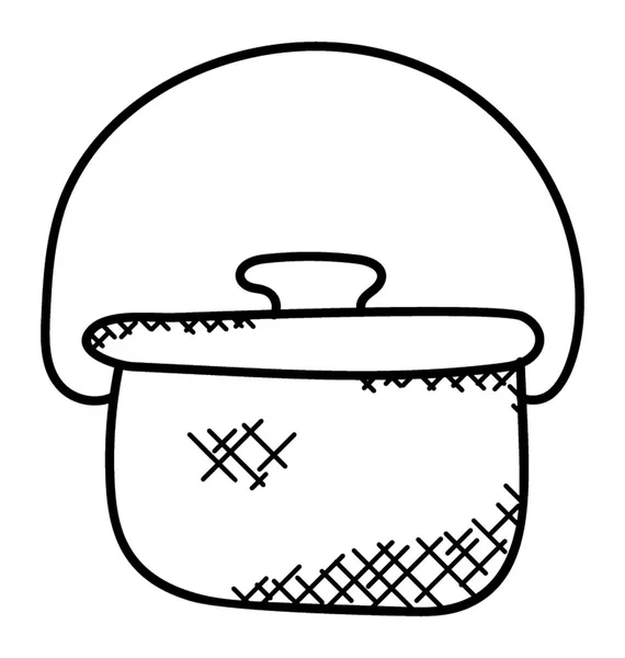 Pot Ragoût Touristique Dessiné Main Icône Doodle — Image vectorielle