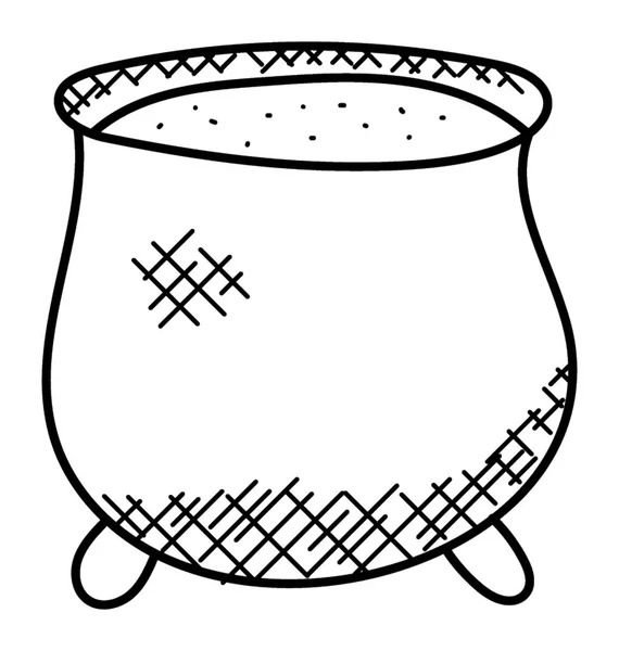 Caldero Cocina Aire Libre Hoguera Garabato Icono — Vector de stock