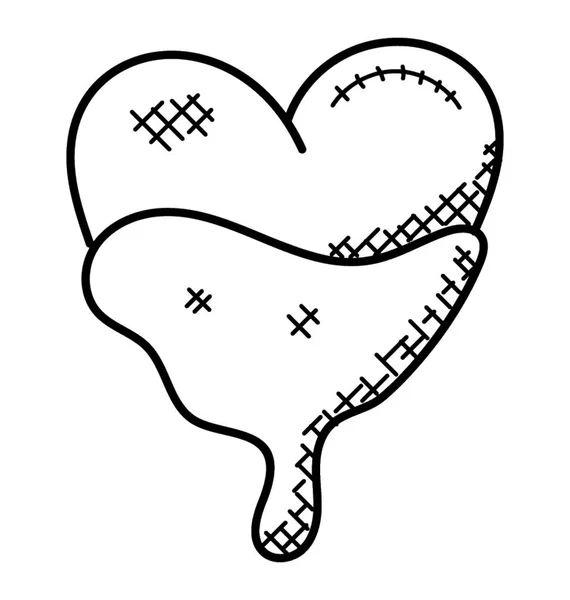 Corazón Único Con Goteo Chocolate Parte Inferior Doodle Vector — Archivo Imágenes Vectoriales