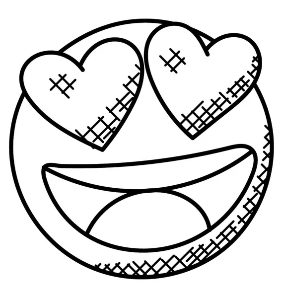 Emoticon Uma Cara Com Olhos Dovey Amor Vetor Doodle —  Vetores de Stock