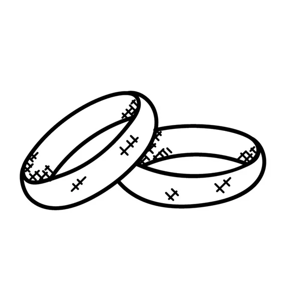 Pair Wedding Bands Placed Each Other Doodle Vector — Stock Vector