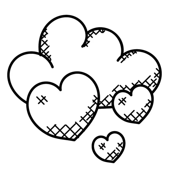 Par Nubes Colocadas Juntas Forma Corazones Doodle Vector — Archivo Imágenes Vectoriales