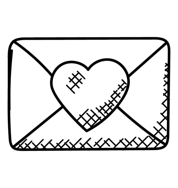Single Love Letter Giant Heart Shaped Stamp Doodle Vector — Stock Vector