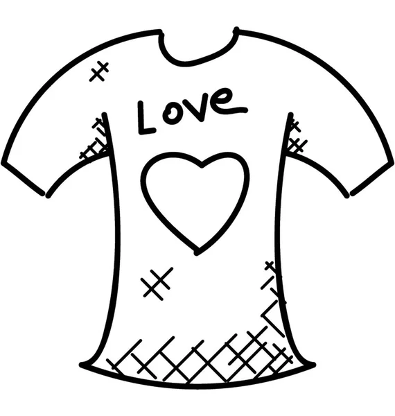 Shirt Femme Simple Avec Une Icône Coeur Vecteur Gribouillis — Image vectorielle