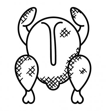 Bütün kızarmış tavuk, kızarmış tavuk simgesi doodle