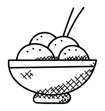 Bir kase scoopy dondurma doodle simgesi, 