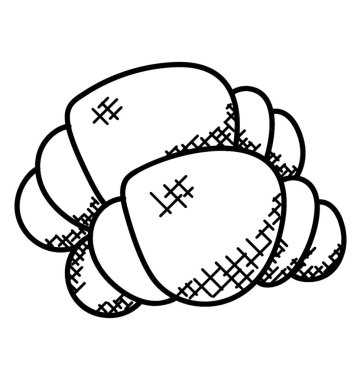 Tatlı pişmiş ekmek kruvasan doodle simgesi