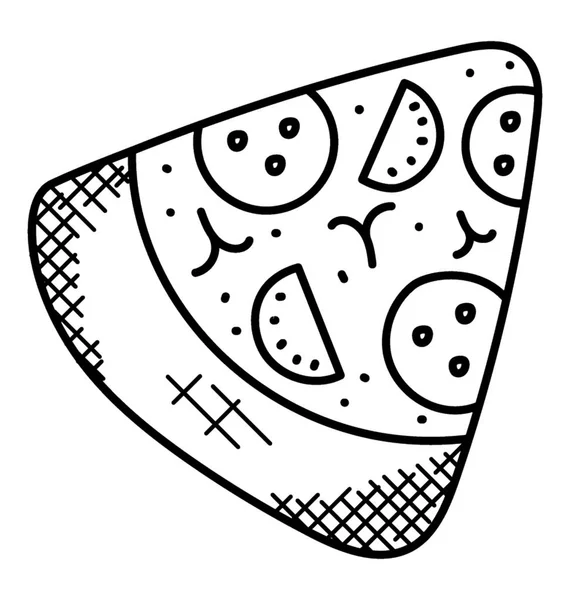 Une Délicieuse Tranche Pizza Icône Doodle — Image vectorielle