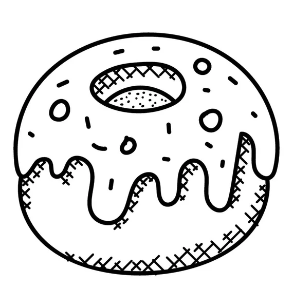 Enfes Kremalı Çörek Doodle Simgesi — Stok Vektör