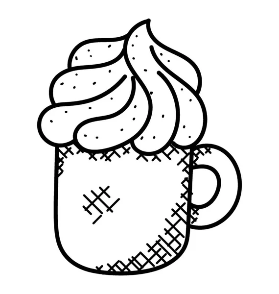 Lezzetli Yapımı Kek Fincan Doodle Simgesi — Stok Vektör