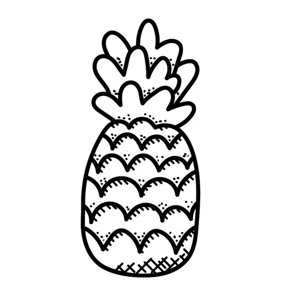 Ananas Ikona Doodle Owoce — Wektor stockowy