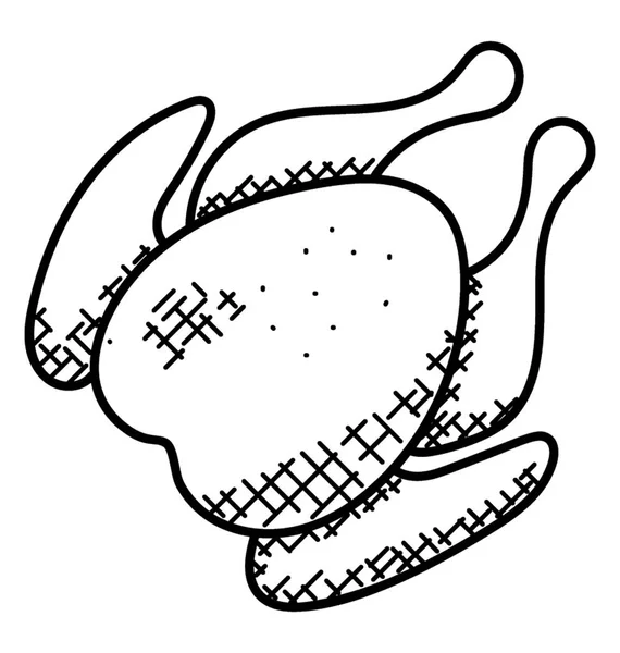 Bütün Kızarmış Tavuk Kızarmış Tavuk Simgesi Doodle — Stok Vektör