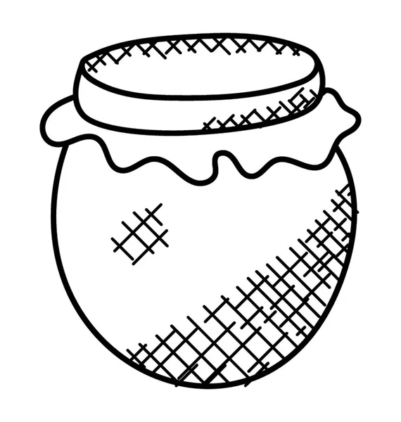 Hand Drawn Vintage Honey Jar Doodle Icon — Stock Vector