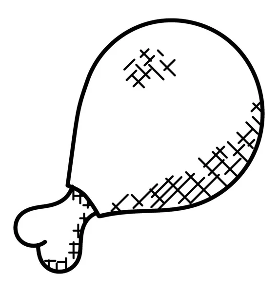 Handgezeichnete Ikone Der Frittierten Hähnchenkeule — Stockvektor