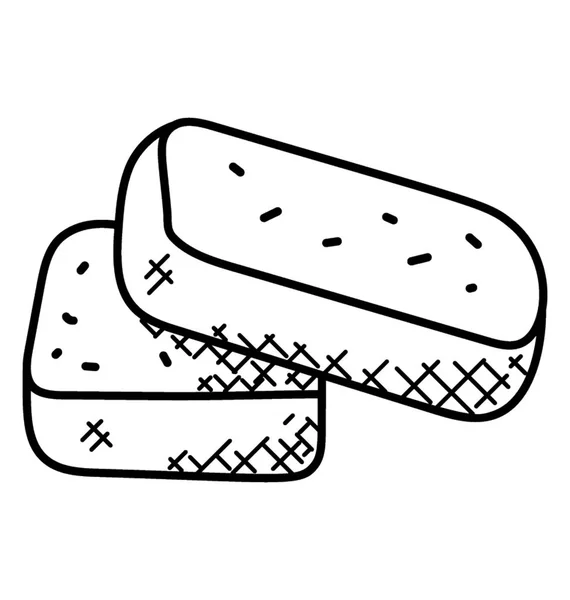 Ekmek Dilimleri Veya Tost Simgesi Doodle — Stok Vektör