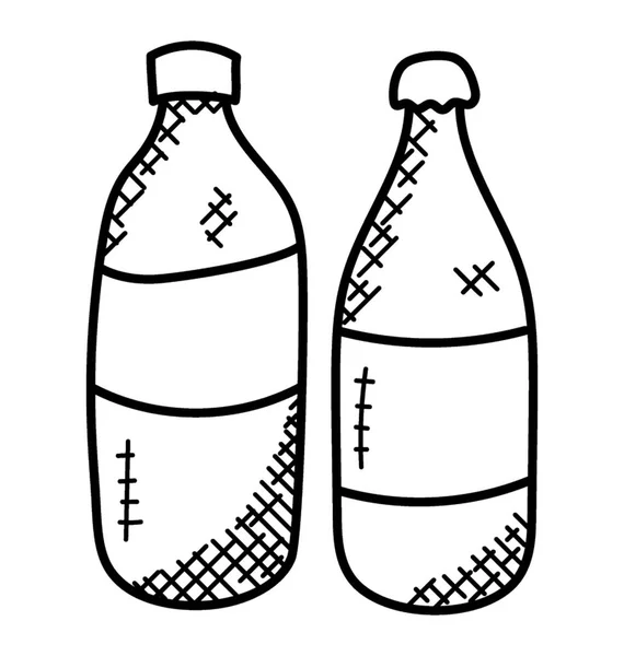 Quelques Bouteilles Vin Dessinées Main Icône — Image vectorielle