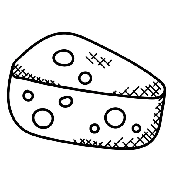 Gros Morceau Nourriture Laitière Icône Doodle Fromage — Image vectorielle