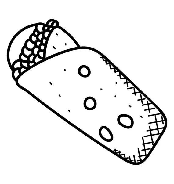 Izgara Tavuk Salata Tortilla Doodle Simgesi — Stok Vektör