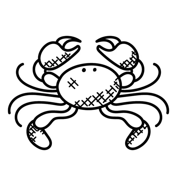 Serrated Mud Crab Hand Drawn Doodle Icon — Stock Vector