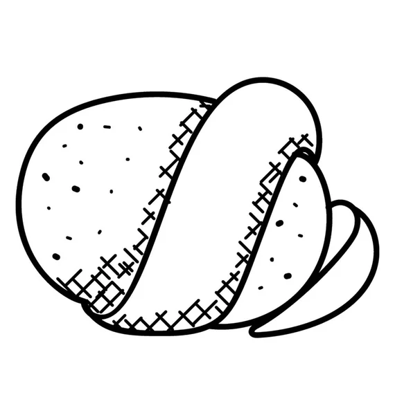 Patates Kabuğu Çizilmiş Doodle Simgesi Ile — Stok Vektör
