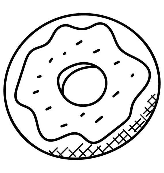 Delicioso Donut Cremoso Ícone Doodle —  Vetores de Stock