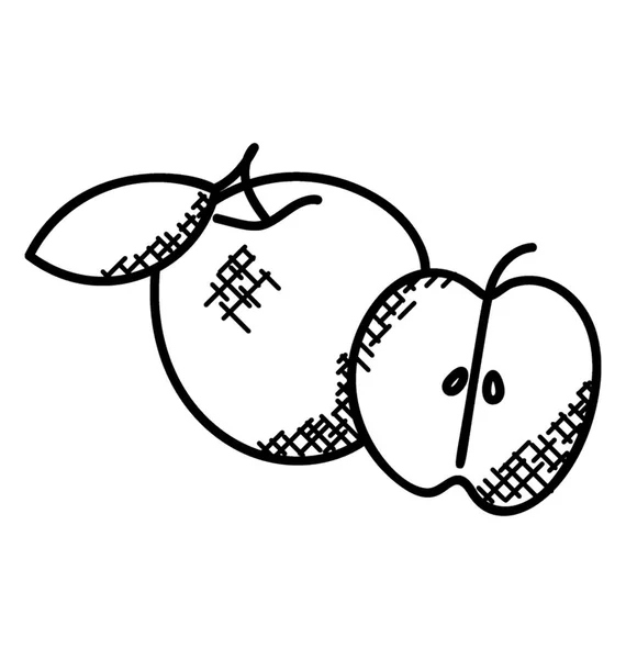 Ένα Σύνολο Και Μισό Μήλο Βιολογικά Τρόφιμα Doodle Εικονίδιο — Διανυσματικό Αρχείο