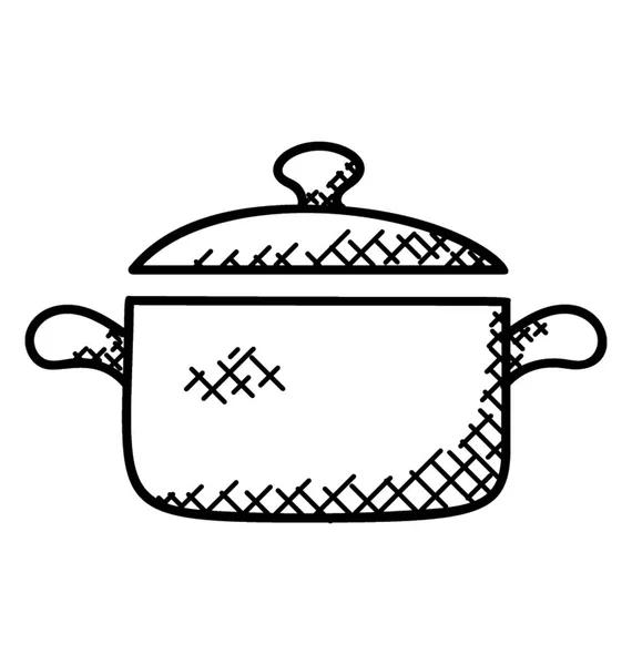 Kochpfanne Oder Kochtopf Doodle Symbol — Stockvektor