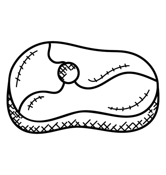 Bife Carne Desenhado Mão Ícone Doodle — Vetor de Stock