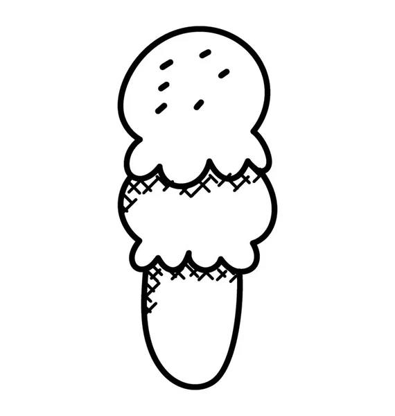 Scoopy Flavoured Ice Cream Doodle Icon — Stock Vector